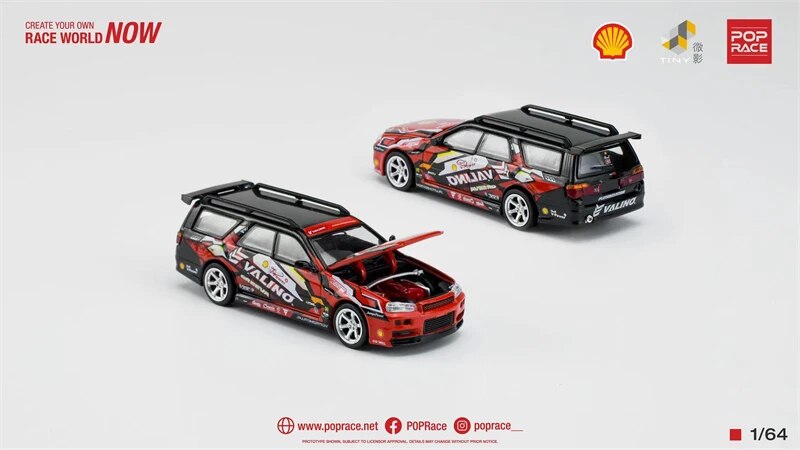 PopRace 1:64 Valino Stagea R34 Pluto Mok DRIFTAGEA 34 HK TOYCAR SALON 2023 SPECIAL EDITION Diecast Model Car