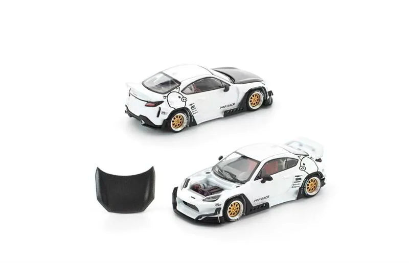 Enigma x Pop Race 1:64 Pandem GR86 ZN8 2022 Gen.2 Rocket Bunny Crystal White Pearl Blister Card Version Diecast Model Car