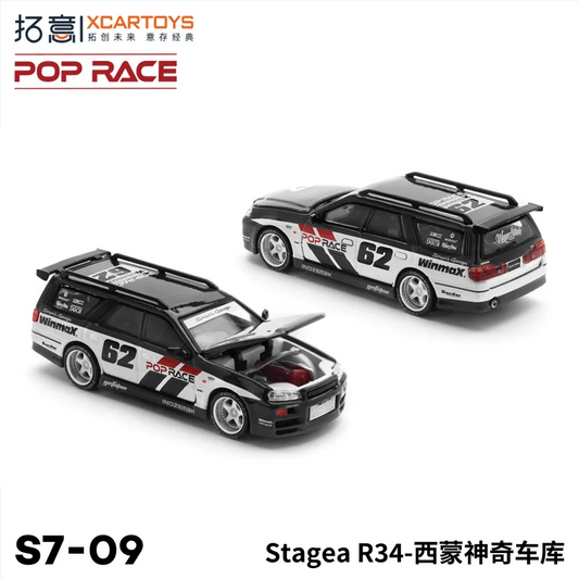 Xcartoys x POP RACE 1:64 Stagea R34 Simon Magic Garage Diecast Model Car