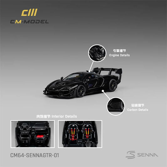 **Pre-Order** CM MODEL  1:64 SennaGTR Black Diecast Model Car