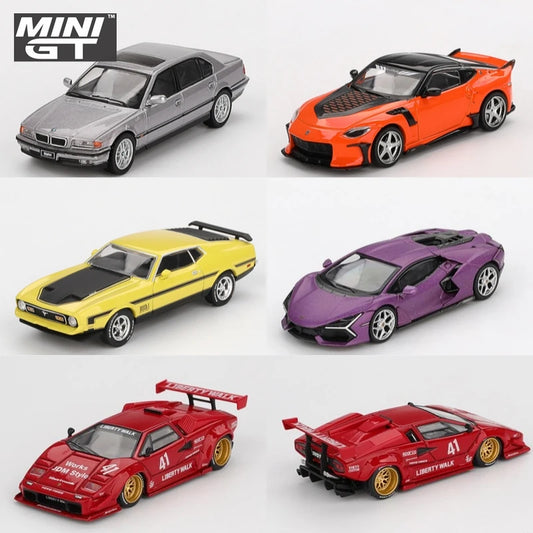MINI GT 1:64 750IL Z VeilSide FFZ400 Revuelto Viola Countach LB-WORKS Red Mustang Mach1 Diecast Model Car