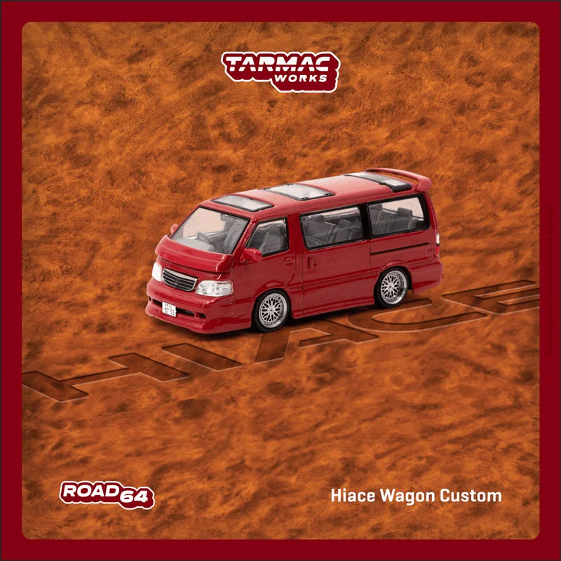 Tarmac Works 1:64 Toyota Hiace Wagon Custom Red Diecast Model Car