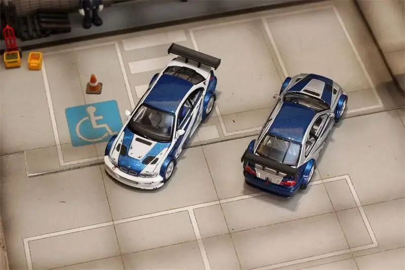 PreSale Ghost Player 1:64 M3 E46 Need for Speed Silver / White Blue Die-Cast Car Model Collection Miniature Gift collection disp