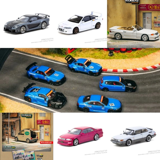 Tarmac Work 1:64 10TH EG6 RWB 993 R8 LMS S15 R32 Jon Sibal Saab 900 Mark II JZX100 S-Cargo SL500 DC2 RX7 Diecast Model Car