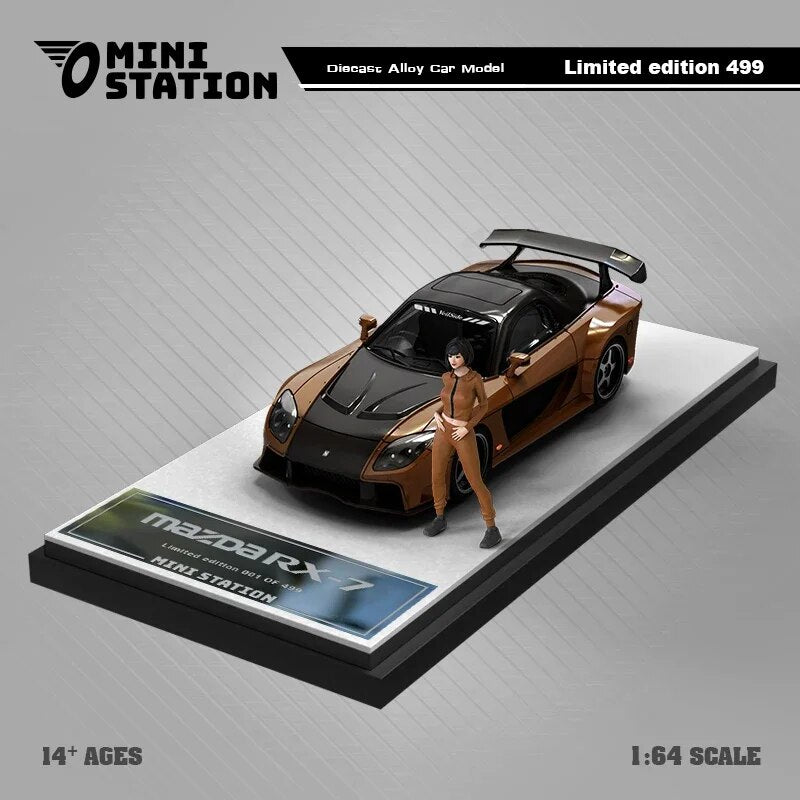 Mini Station  1:64 RX7 Veilside Metallic Brown/Black limited499 Diecast Model Car