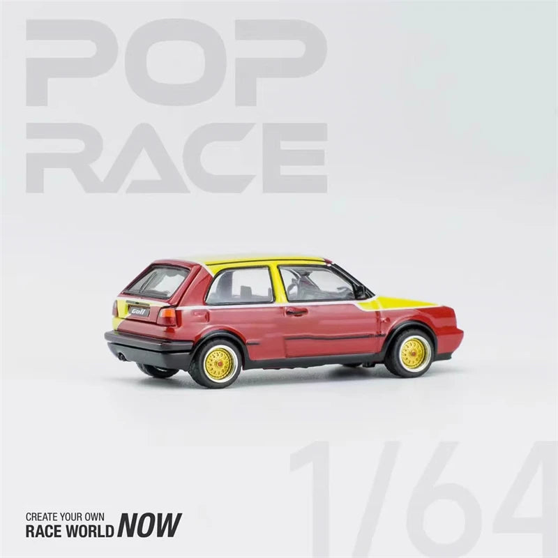 Pop Race 1:64 Golf GTI MKIl YellowRed Diecast Model Car