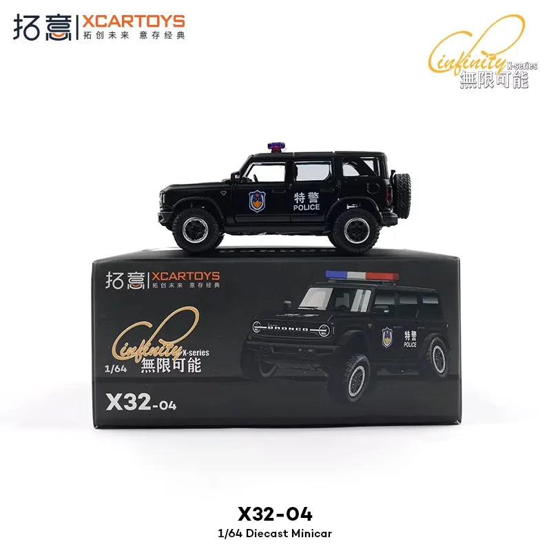 Xcartoys 1:64 Police Tactical Vehicle 6th Generation Bronco Die-Cast Car Model Miniature Gifts