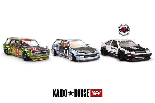[PreSale] Kaido House x MINI GT 1:64 Trueno AE86 / 510 Og Flo Yellow / Civic (EF) V1 Diecast Model Car