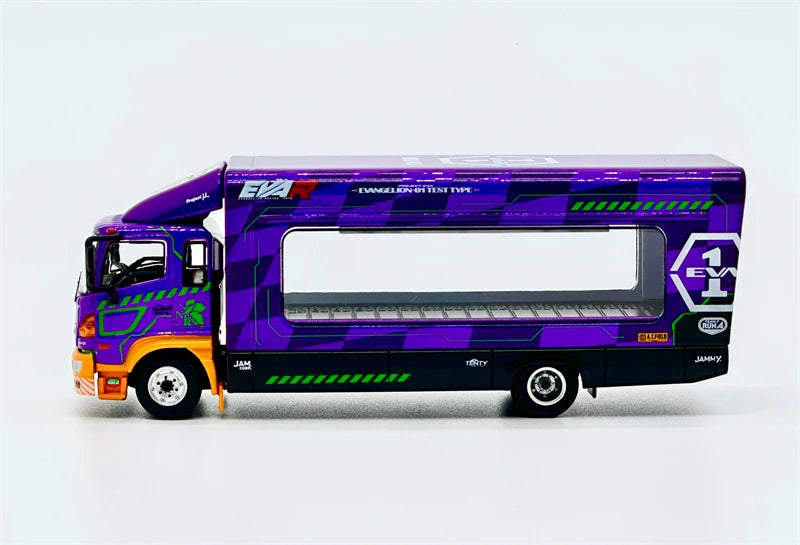 Unique Model × Tiny 1:64 Hino 500 Ranger EVA Painting lifting box truck Diecast Model Car