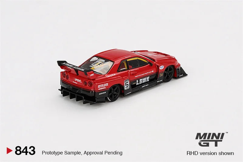 **Pre-Order** MINI GT 1:64 LB-ER34 Super Silhouette SKYLINE Red/Black Blister Packaging Diecast Model Car