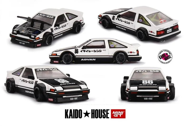 [PreSale] Kaido House x MINI GT 1:64 Trueno AE86 / 510 Og Flo Yellow / Civic (EF) V1 Diecast Model Car