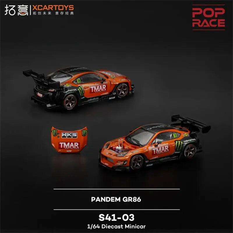 PreSale XCARTOYS X POP RACE 1:64 PANDEM GR86 DAIGO SAITO Orange Collection Miniature Diecast Metal Model Car