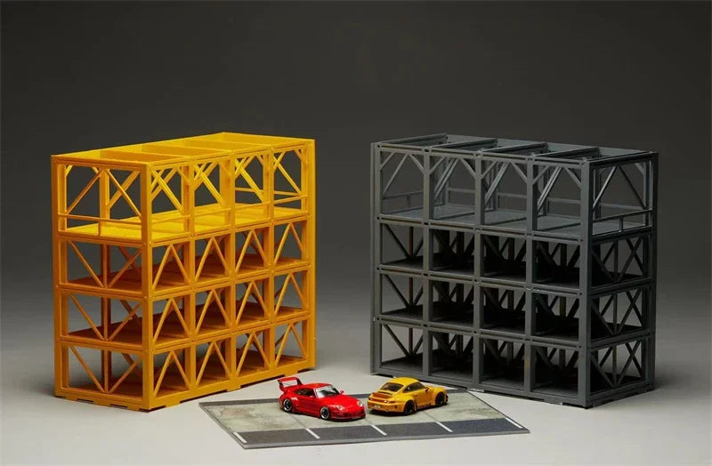 Simtec 1:64 Assemble A Three-dimensional 16-bit Parking Garage Yellow for Model Car Storage & Display