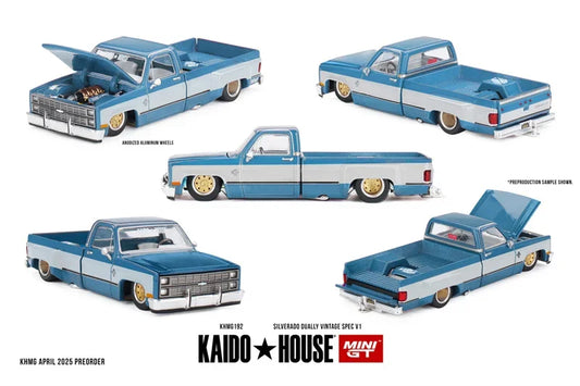 PreSale Kaido House / MINI GT Silverado Dually Vintage Spec V1 Die-Cast Car Model Collection Miniature