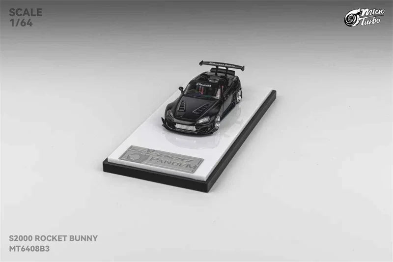 Micro Turbo 1:64 S2000 Rocket Bunny Metal Black Diecast Model Car