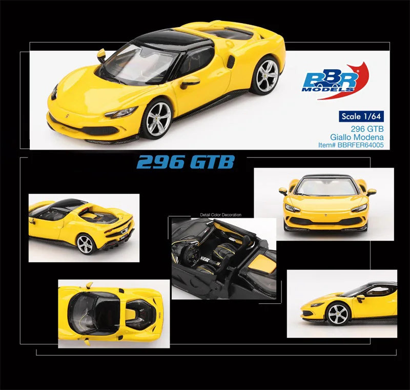 PreSale BBR 1:64 296 GTB Giallo Modena Yellow Collection Miniature DieCast Model Car