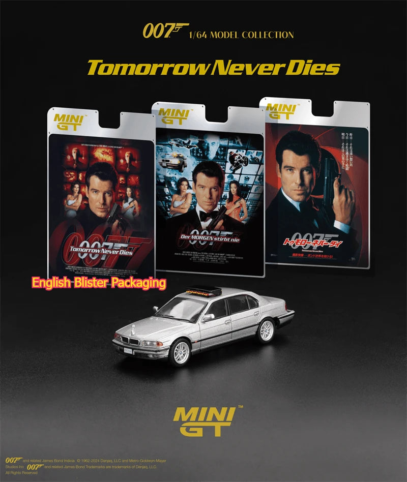 MINI GT 1:64 750IL Tomorrow Never Dies Blister Packaging Diecast Model Car