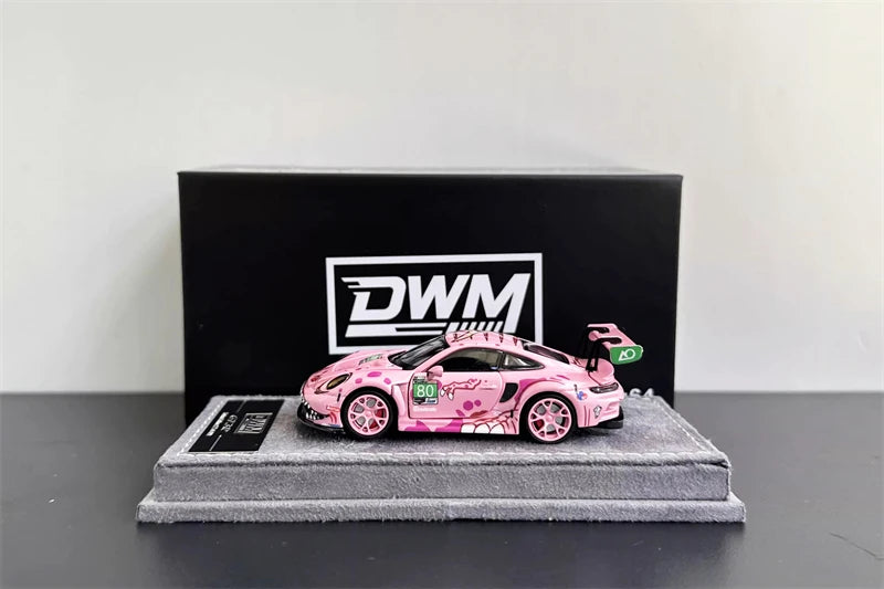 DWM 1:64 911 GT3 RS Racing Pink & Green #80 / Pink Pig / GT Silver Full Open Diecast Model Car