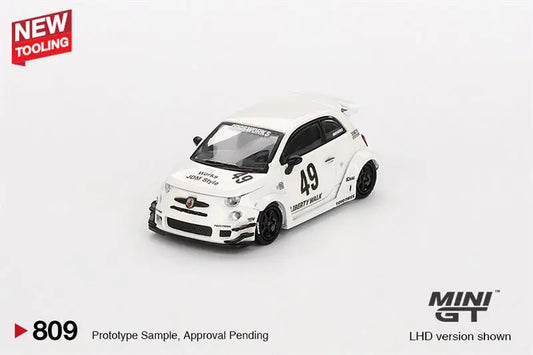 **Pre-Order** MINI GT 1:64 LB-WORKS x Abas Works ABARTH 595 Gara White LHD - blister box Diecast Model Car