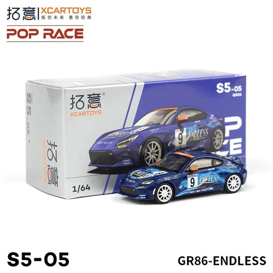 Xcartoys x POP RACE 1:64 GR86 ENDLESS Blue Diecast Model Car