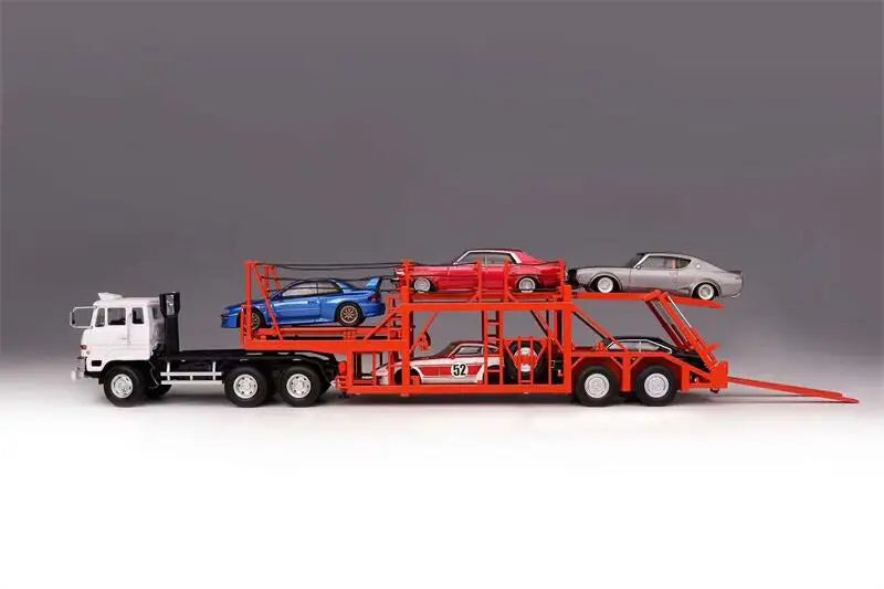 **Pre-Order** DD Models 1:64 Fuso FV High Cab Tractors w/ Plastic Transport Trailer Set Diecast Model Car