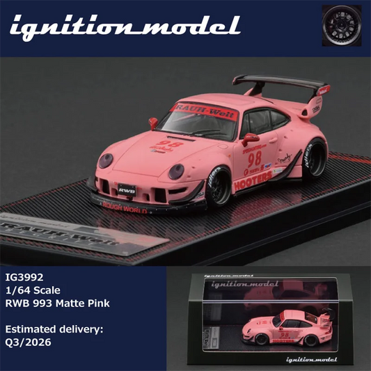 PreSale IG 1:64 RWB993 Matte Pink Die-Cast Car Model Collection Miniature collection display