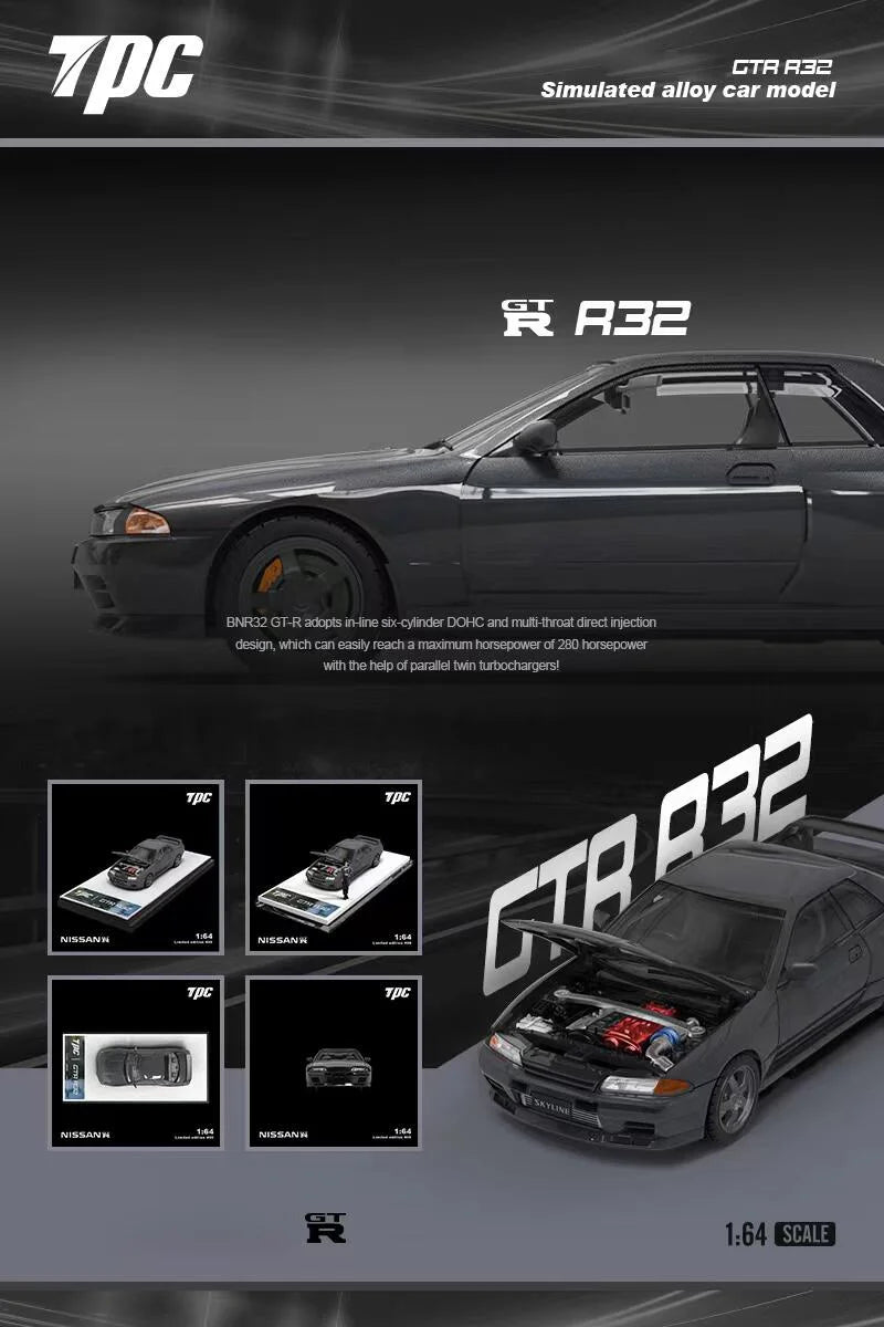 TPC 1:64 GTR R32 Gun Grey limited499 Diecast Model Cars