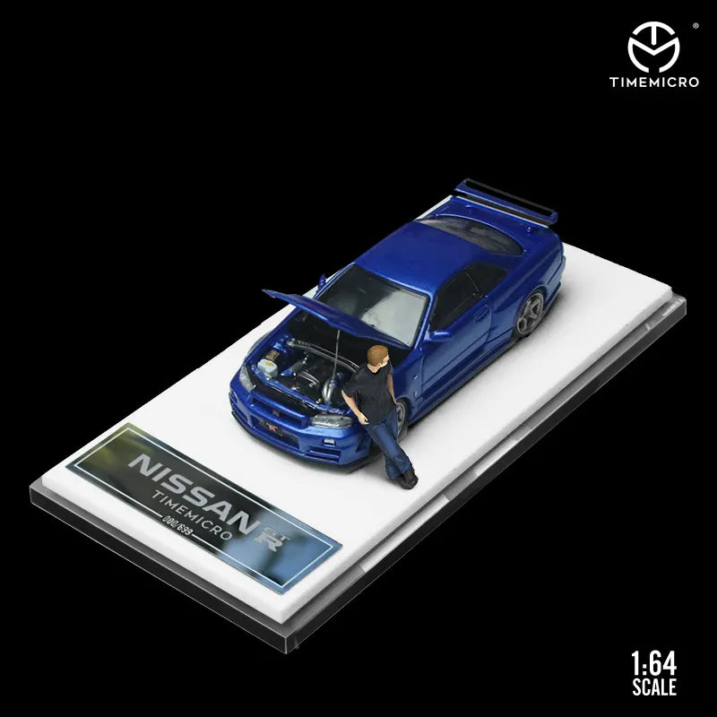 TIME MICRO 1:64 Nissan Gtr R34 open cover Fast & Furious car Diecast Model Car