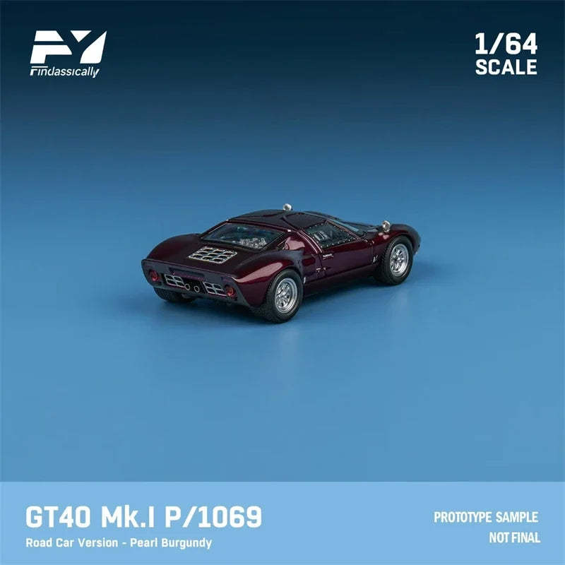 Findclassically 1:64 GT40 Mk.I P1069 Road Car Version Pearl Burgundy Limited500 Die-Cast Car Model Collection Miniature