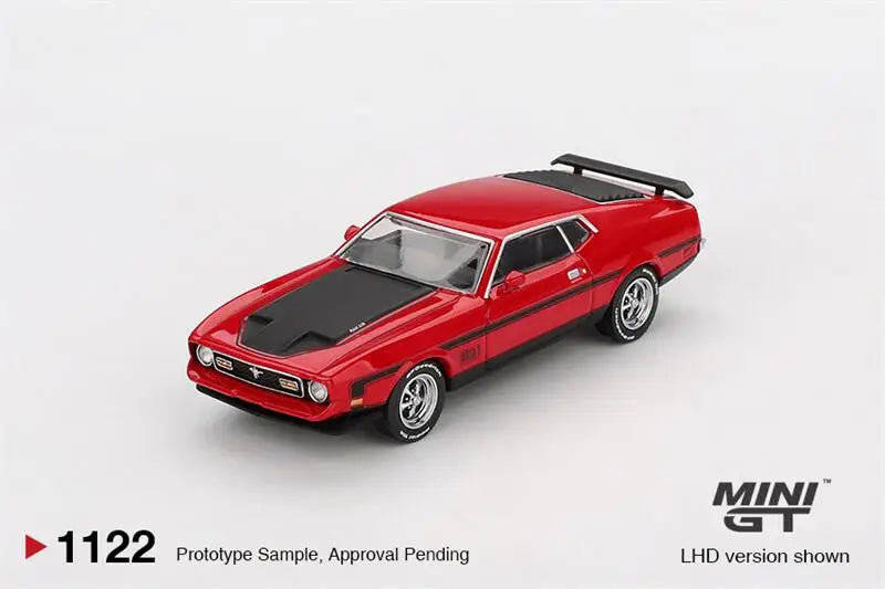 MINI GT 1:64 Mustang Mach1 1971 Race Red Black Diecast Model Car