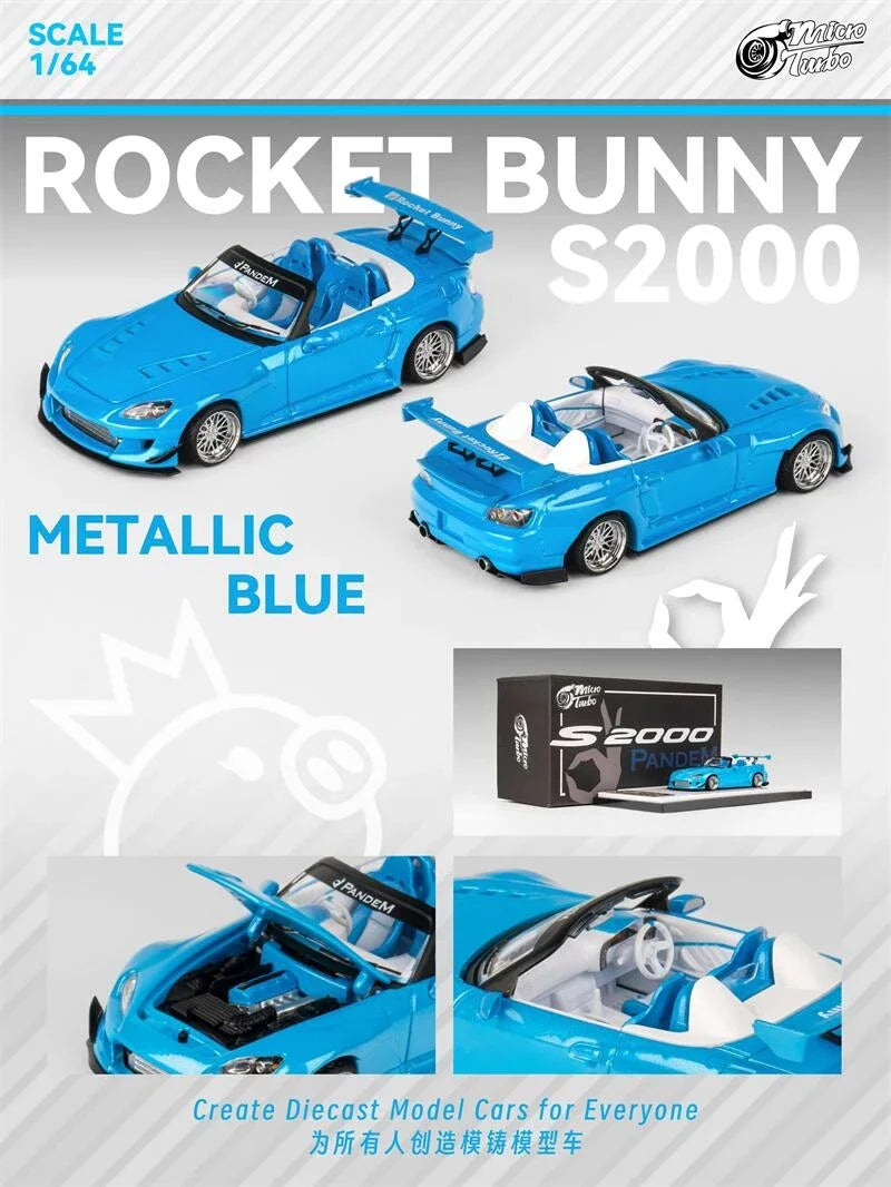 Micro Turbo 1:64 S2000 Pandem Rocket Bunny baby blue Diecast Model Car