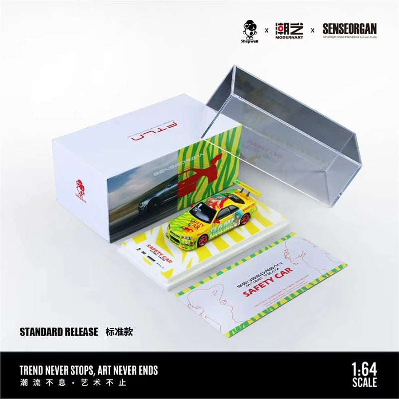 ModernArt & SENSEORGAN / TIME MICRO1:64 Skyline R34 SAFETY CAR / PURPLE Diecast Model Car