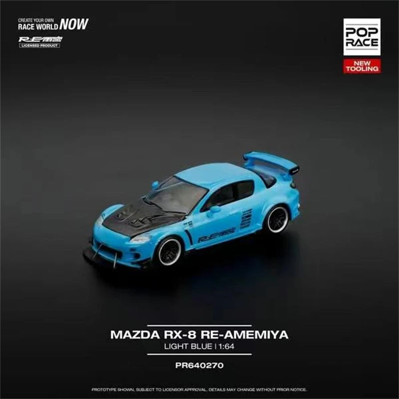 Xcartoys X Pop Race 1:64 RX-8 RE AMEMIYA LIGHT BLUE Die-Cast Car Model Collection Miniature