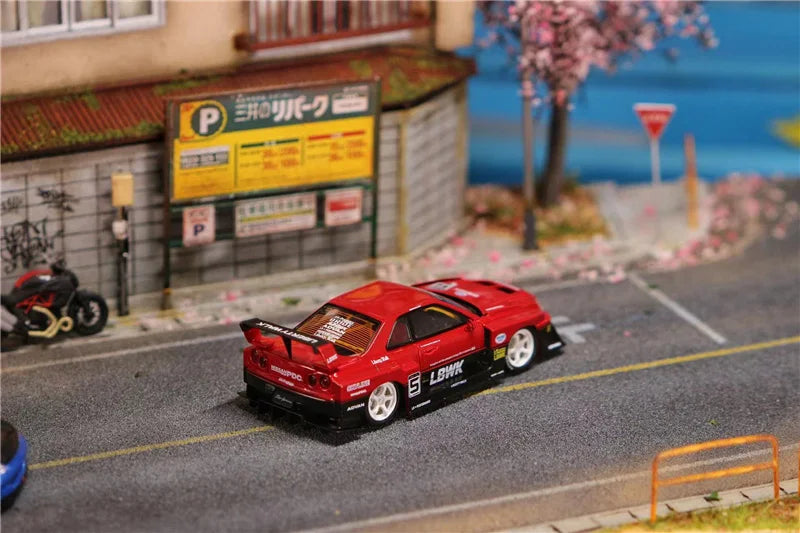 Street Weapon 1:64 LBWK GTR ER34 red open version Diecast Model Car