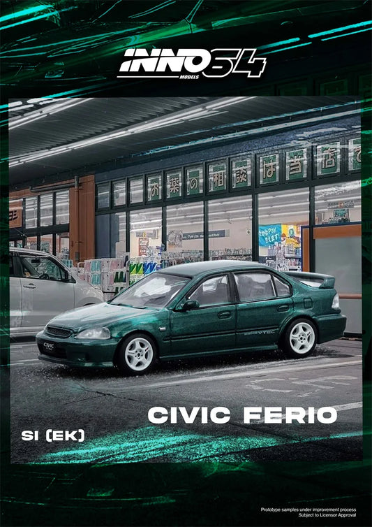 INNO 1:64 CIVIC Ferio Si EK / TRUENO AE86 / RWB 964 / SUPRA A90 / YANGWANG U9 Die-Cast Car Model Collection Miniature