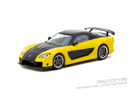 Tarmac Works 1:64 VeilSide RX-7 Fortune7 Yellow Black Diecast Model Car
