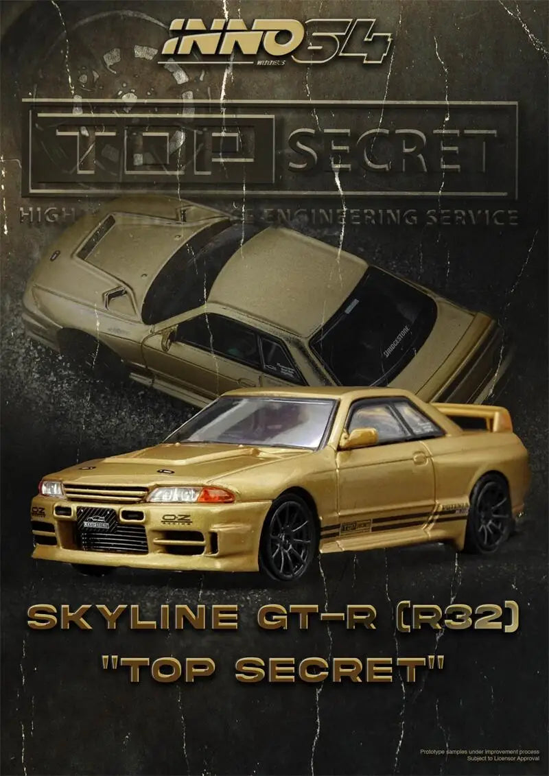 PreSale INNO64 1:64 TOP SECRET BNR32 GT-R (650R) Gold Collection Miniature DieCast Model Car
