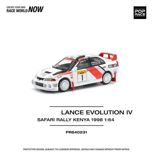 Pop Race 1:64 Lancer Evolution EVO IV Safari Rally Kenya 1998 #1 Diecast Model Car