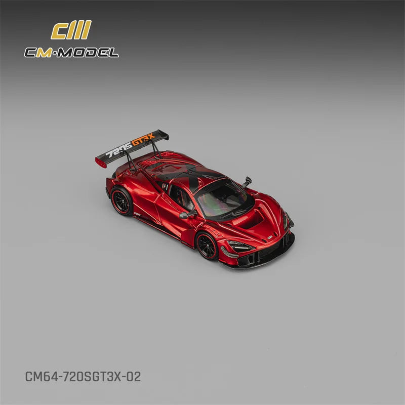 CM MODEL 1:64 720SGT3X Metallic red Diecast Model Car