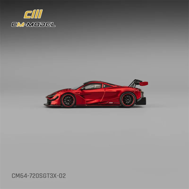 CM MODEL 1:64 720SGT3X Metallic red Diecast Model Car