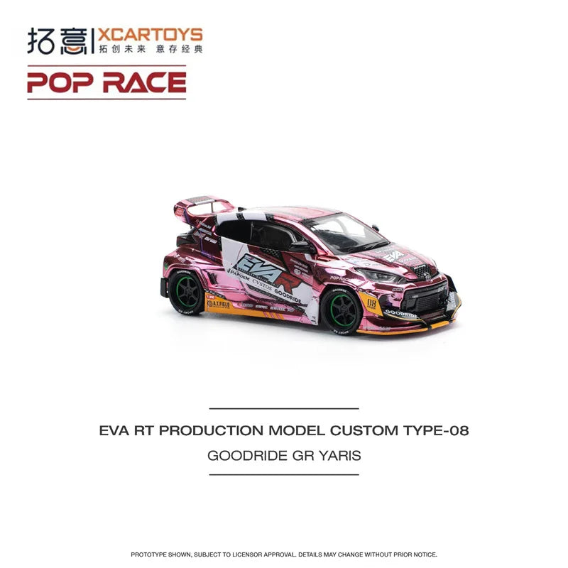 Xcartoys X Pop Race 1:64 EVA RI PRODUCTION MODEL CUSTOM TYPE-08 GOODRIDE GR YARIS PINK Diecast Model Car