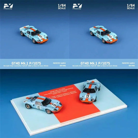 Findclassically 1:64 GT40 Mk.l 1968 Orange Blue #9 & #6 Die-Cast Car Model Collection Miniature