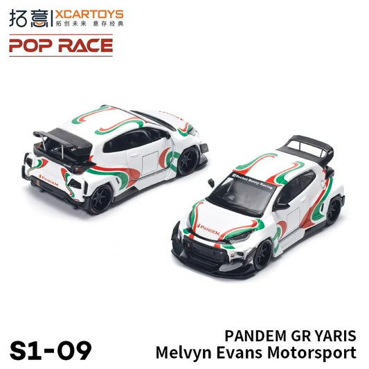 **Pre-Order** Xcartoys  x POP RACE 1:64 PANDEM GR YARIS Melvyn Evans Motorsport White Diecast Model Car