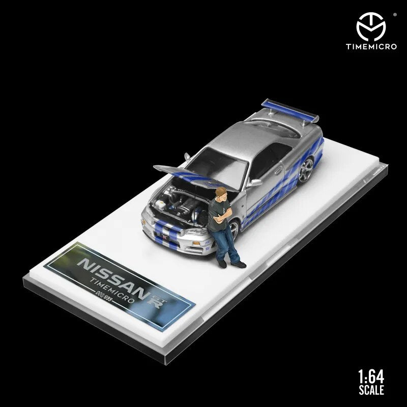 TIME MICRO 1:64 Nissan Gtr R34 open cover Fast & Furious car Diecast Model Car