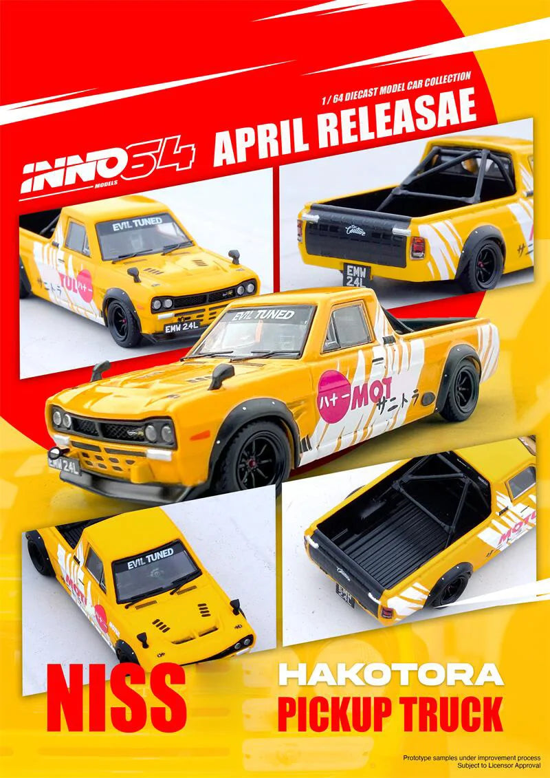 INNO 1:64 HAKOTORA PICK UP TRUCK Livery Yellow Diecast Model Car