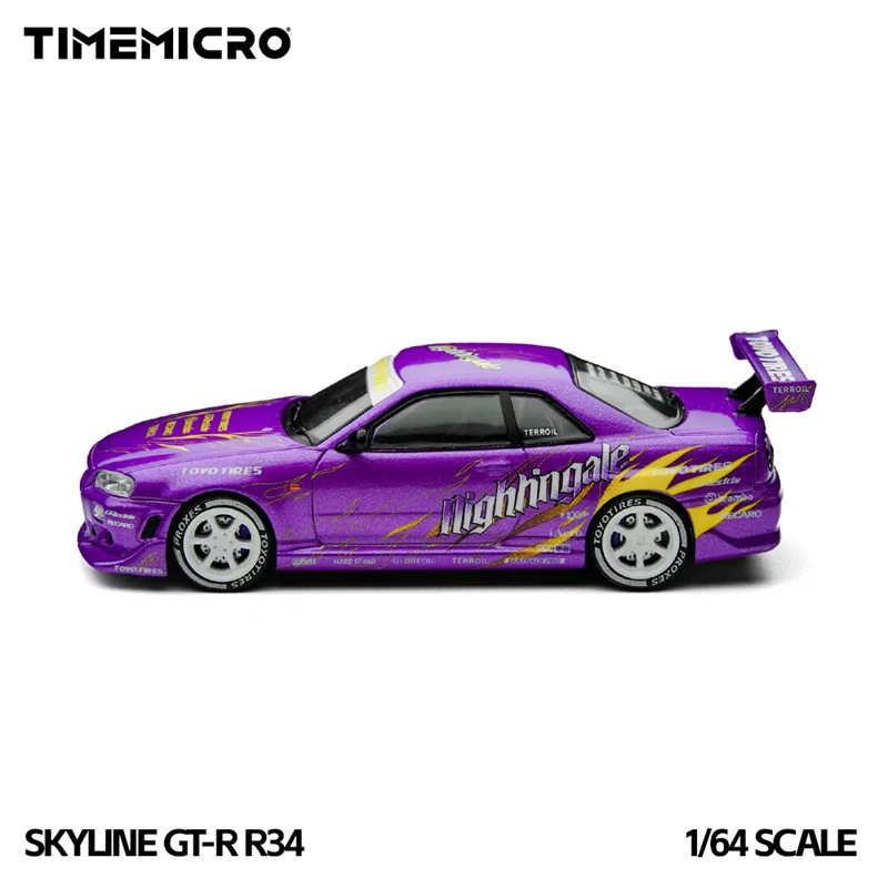 TimeMicro 1:64 Skyline R34 purple Diecast Model Car