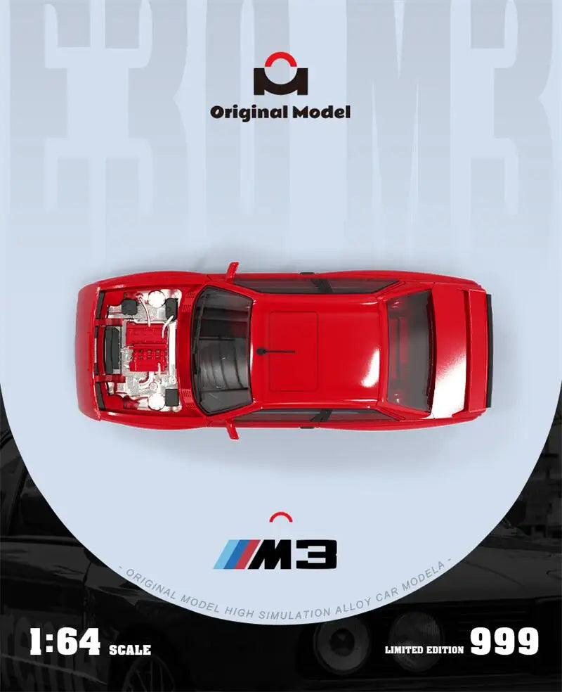Original Model OM 1:64 E30 Red Limited999 Diecast Model Car