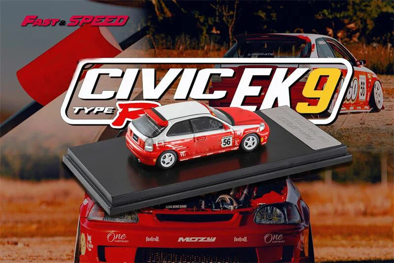 Fast Speed FS 1:64 Civic Type-R Mk1 EK9 Spoon Red #56 limited999 Diecast Model Car