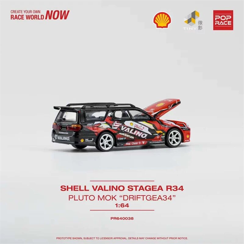 PopRace 1:64 Valino Stagea R34 Pluto Mok DRIFTAGEA 34 HK TOYCAR SALON 2023 SPECIAL EDITION Diecast Model Car