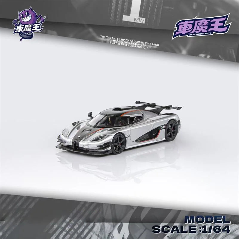 Demon King Auto 1:64 Agera ONE:1 SIilver Diecast Model Car
